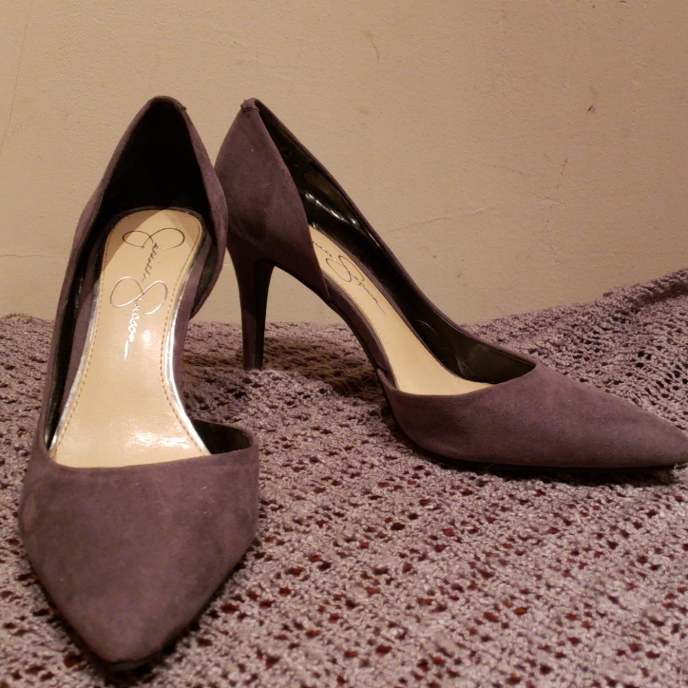 Gray Suede Heels